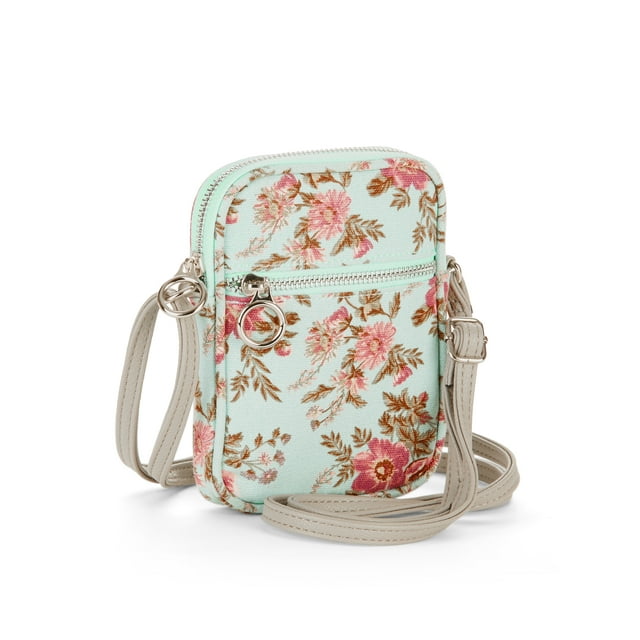 No Boundaries Mint Floral Cell Phone Crossbody