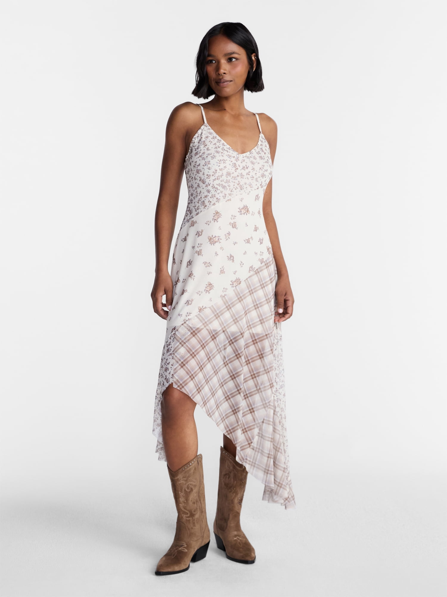 No Boundaries Mix Midi Dress, Women's XXS-4X