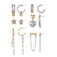 thumbnail image 1 of No Boundaries Mixed Gold-Tone and Silver-Tone Earring Set with Studs and Mini Hoops, 6-Pack, Women's, 1 of 4