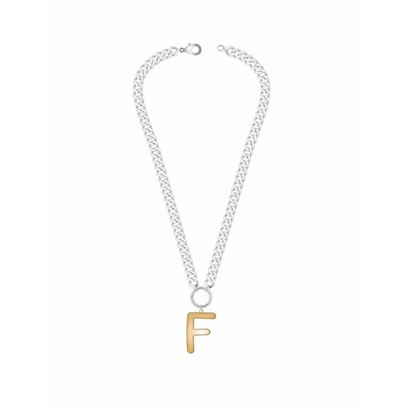 No Boundaries Mixed Metal Initial Bubble Letter Necklace, 1 Piece, Letter F