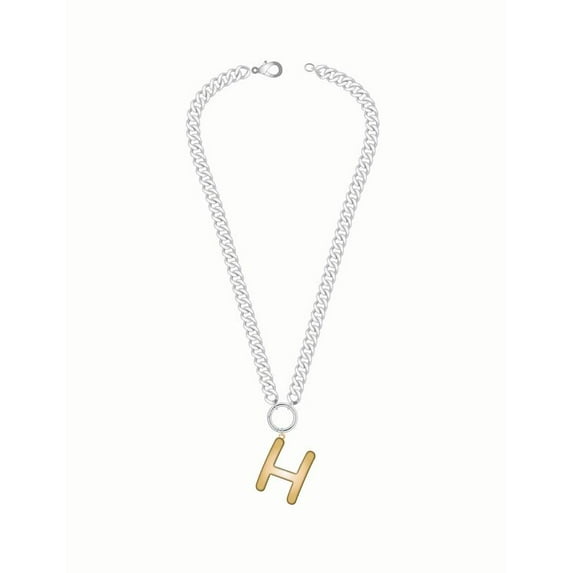 No Boundaries Mixed Metal Initial Bubble Letter Necklace, 1 Piece, Letter H