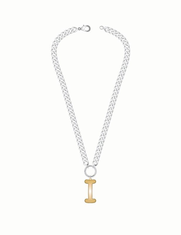 No Boundaries Mixed Metal Initial Bubble Letter Necklace, 1 Piece, Letter I