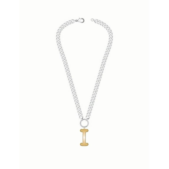 No Boundaries Mixed Metal Initial Bubble Letter Necklace, 1 Piece, Letter I