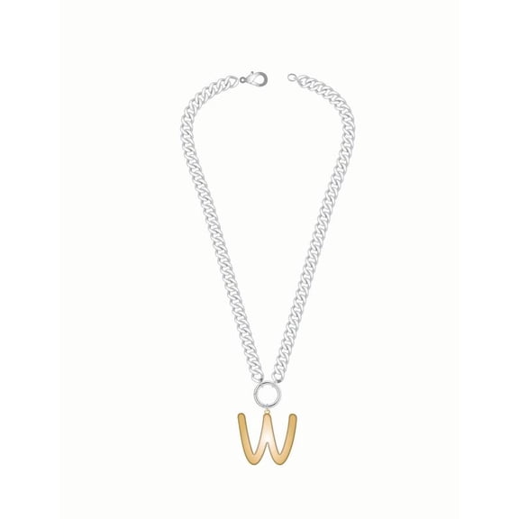 No Boundaries Mixed Metal Initial Bubble Letter Necklace, 1 Piece, Letter W