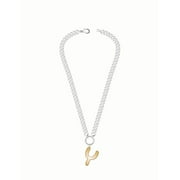 No Boundaries Mixed Metal Initial Bubble Letter Necklace, 1 Piece, Letter Y