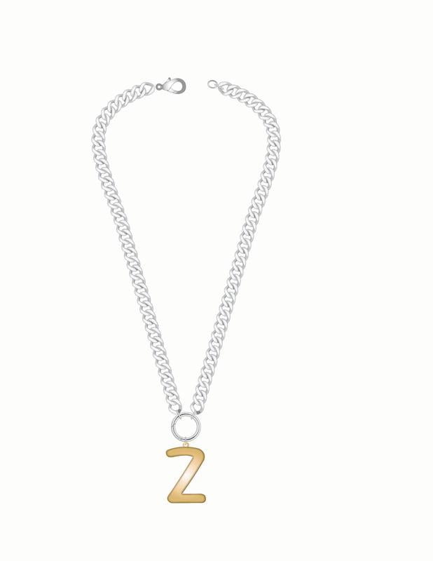No Boundaries Mixed Metal Initial Bubble Letter Necklace, 1 Piece, Letter Z