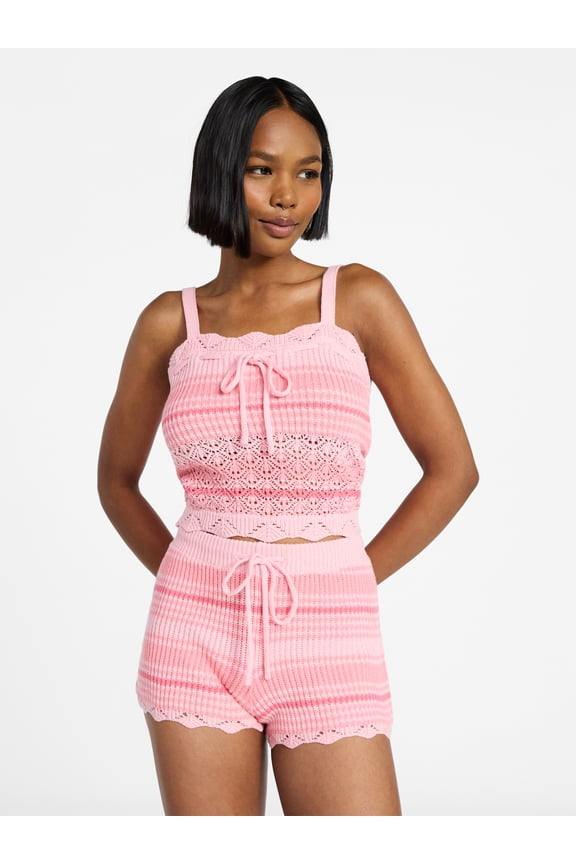Mixed Stitch Cami and Short Set, Women's Sizes XXS-XXL