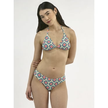 No Boundaries Women's Multi Color Triangle Bikini Top, Sizes XXS-XXL