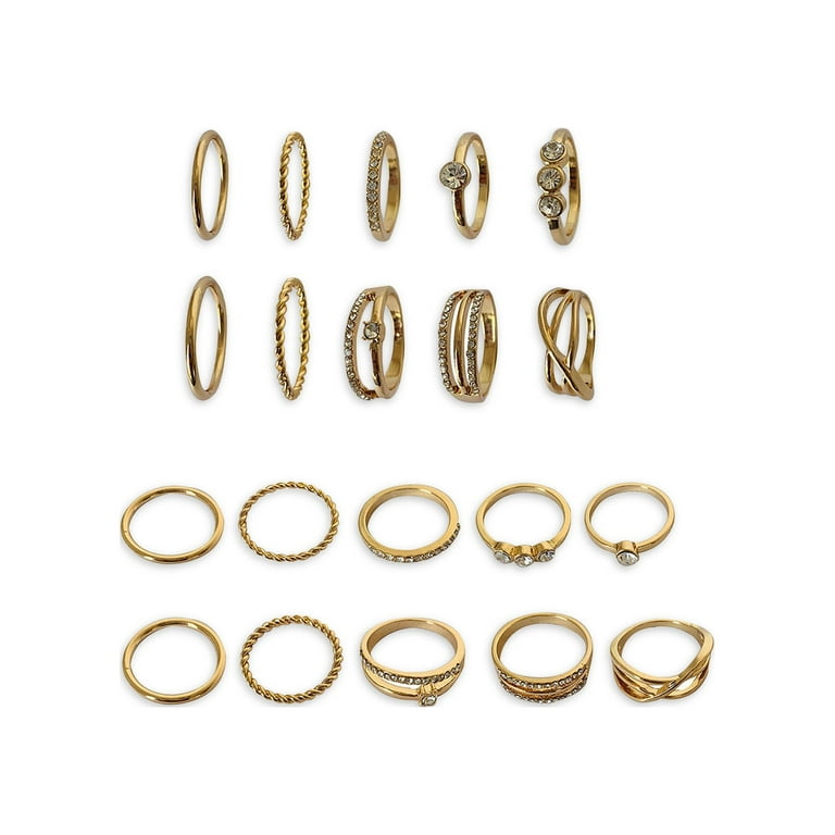No Boundaries Cubic Zirconia Ring Set Multi Gold Walmart