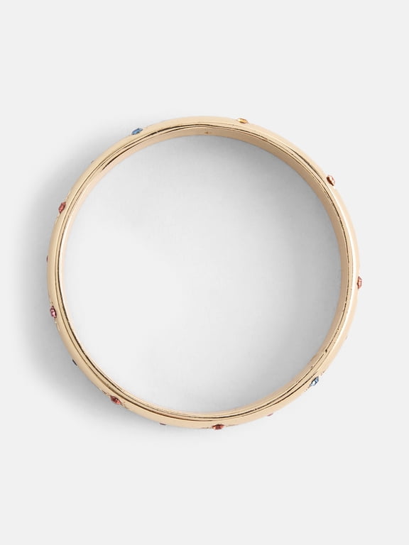 Womens Multi Stone Bangle, Gold Plated/Multi, One Size