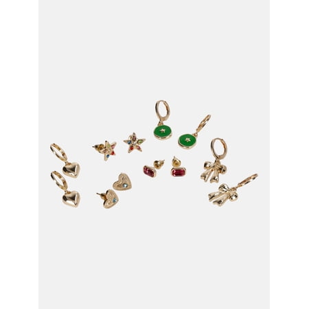 No Boundaries Multicolor Mixed Icon Earrings, 6-Pack, Women’s