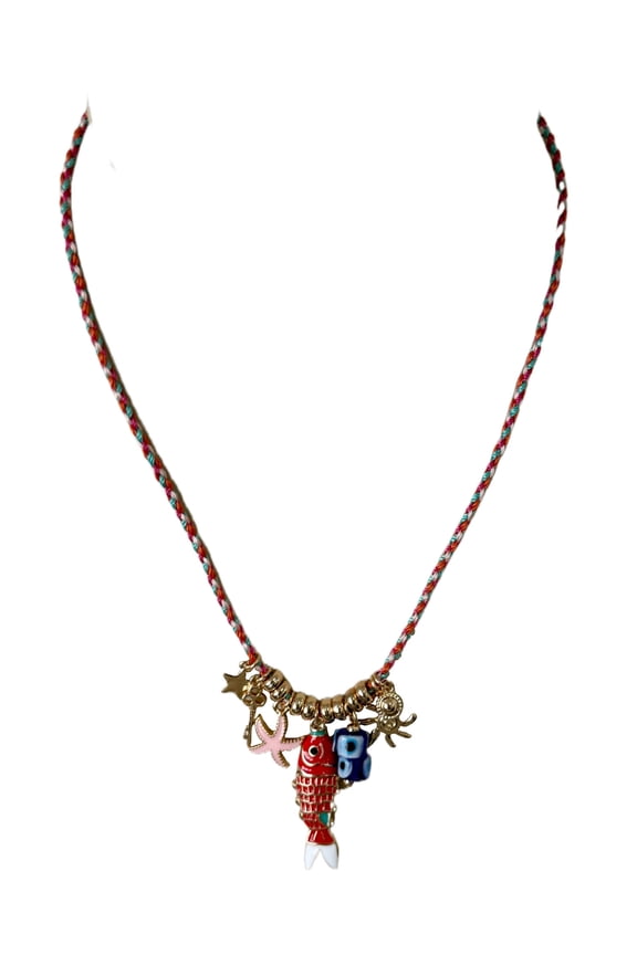 Multicolor Thread Fish Charm Necklace for Female Adults and Teens