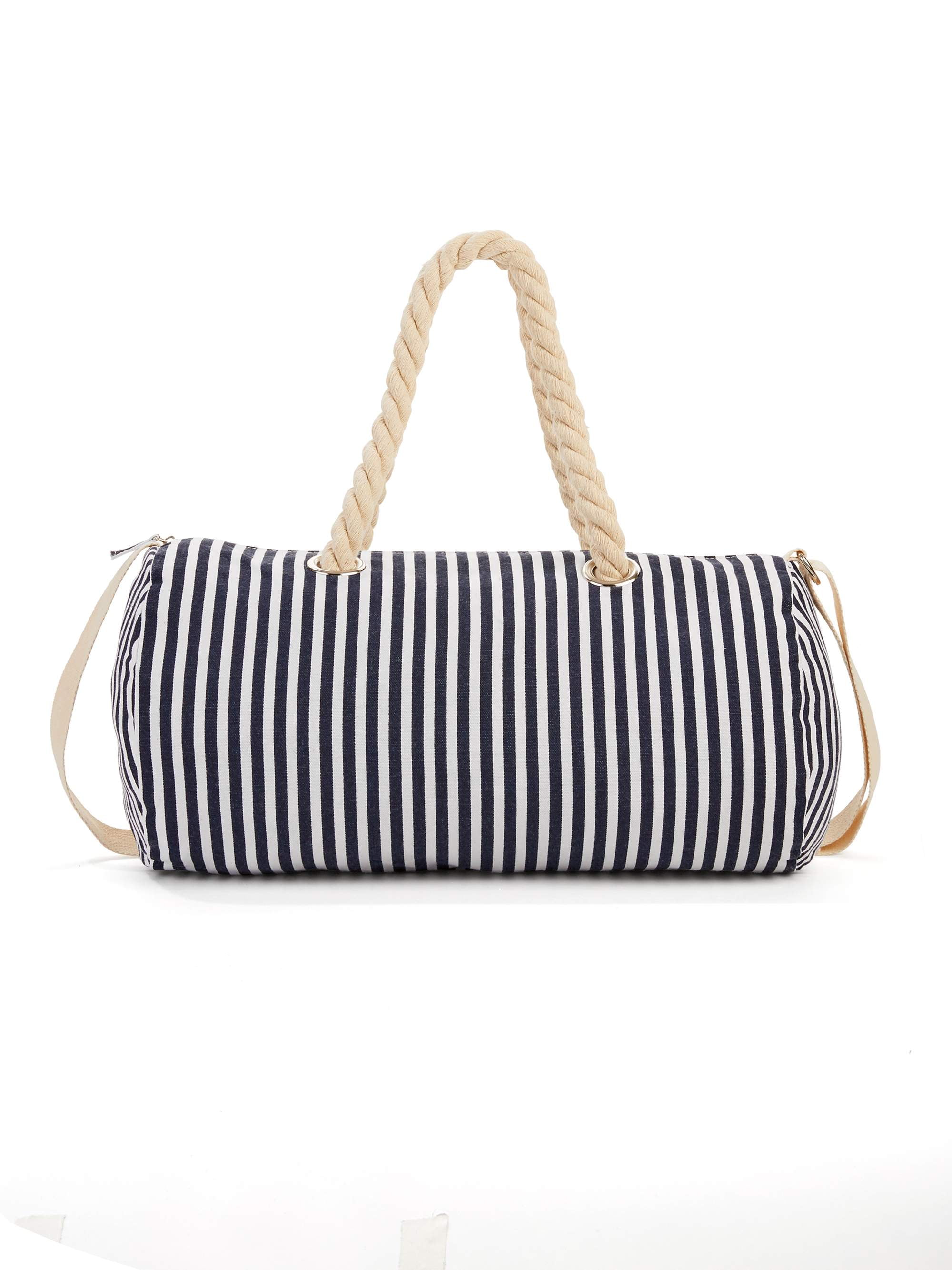 No Boundaries Navy Stripe Rope Handle Duffle Bag