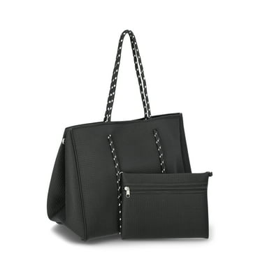No Boundaries Neoprene Beach Tote, Rich Black