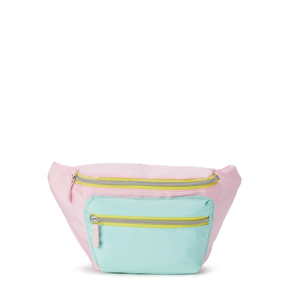 No Boundaries Nylon Women's Fanny Pack Handbag with Front and Back Zip Pockets