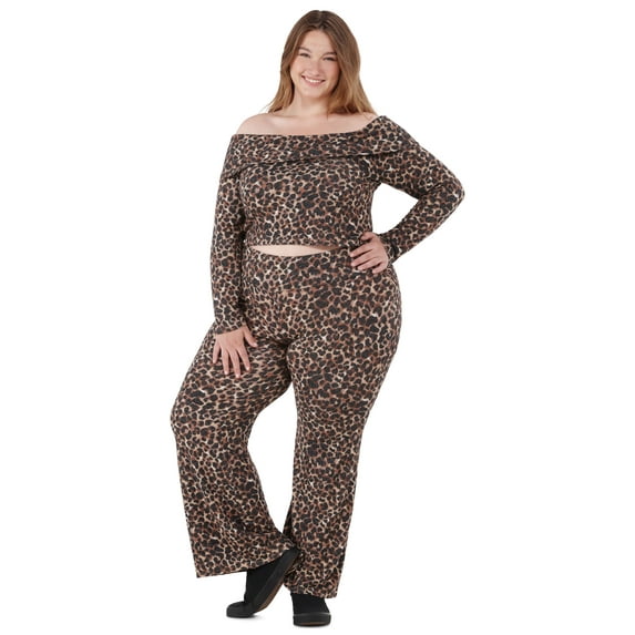 No Boundaries Off-The-Shoulder Top & Straight-Leg Pants Set, 2-Piece, Women's and Women’s Plus