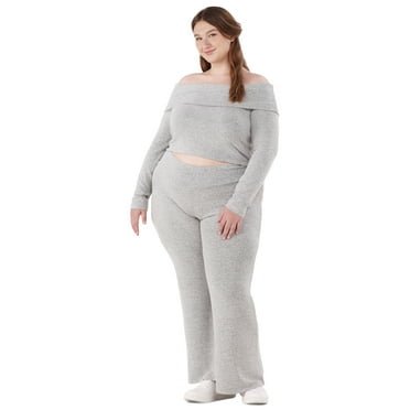 No Boundaries Off-The-Shoulder Top & Straight-Leg Pants Set, 2-Piece, Women's and Women’s Plus