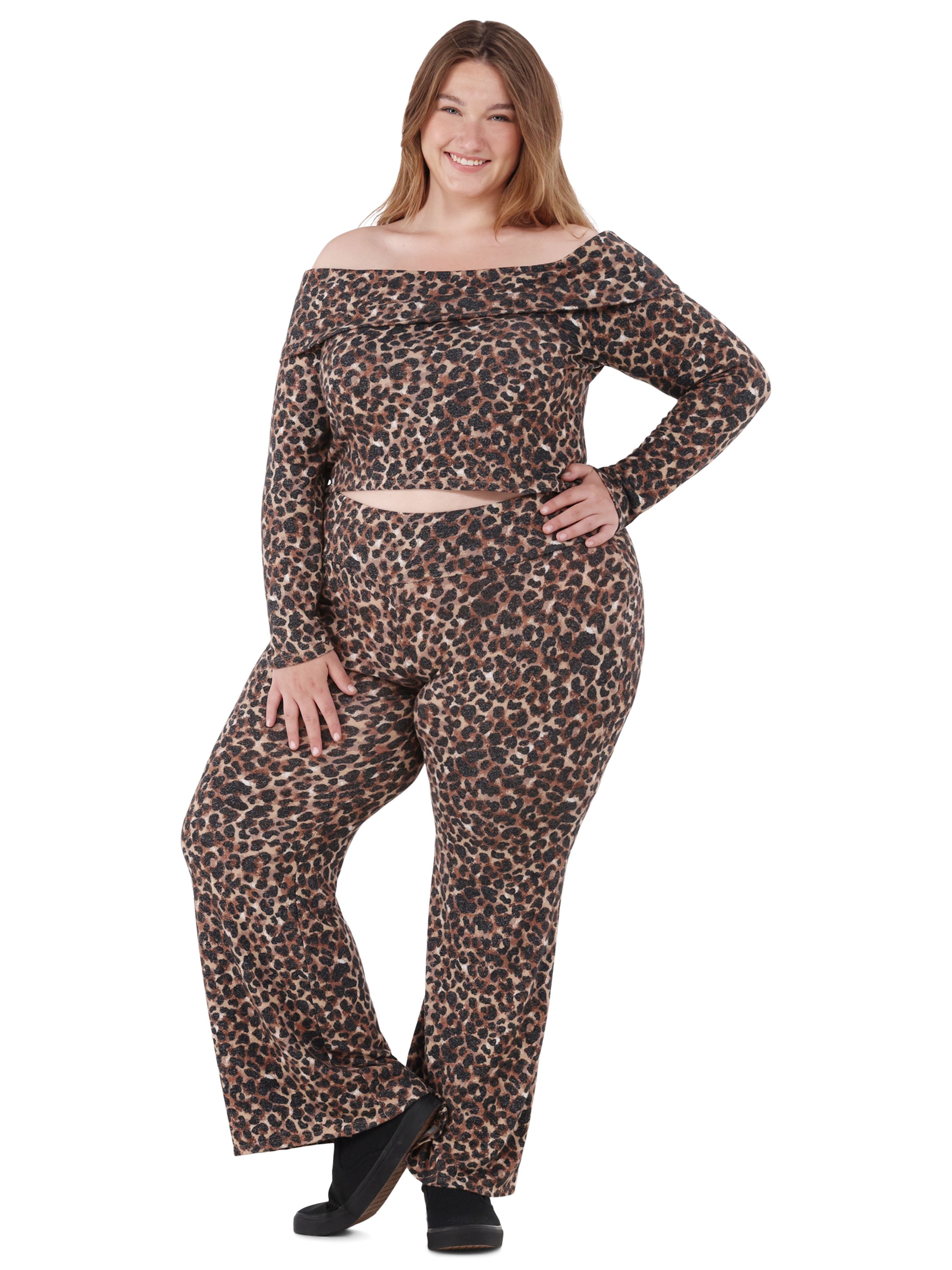 2pcs Set Straight Leg Pants With Overskirt