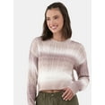 thumbnail image 1 of No Boundaries Ombre Mixed Cable Knit Sweater, Midweight, Women's and Women's Plus, 1 of 5