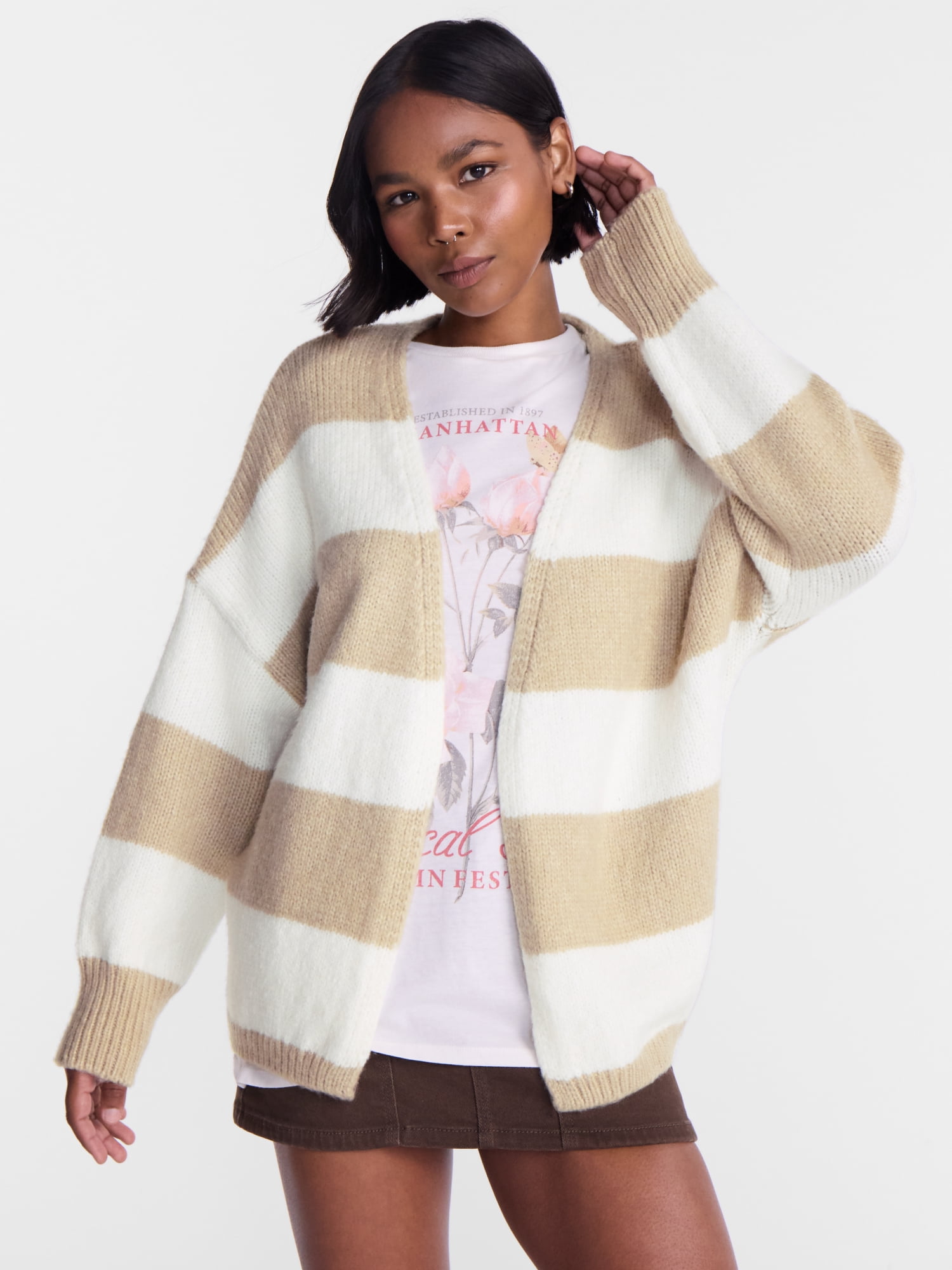 No Boundaries Women's Open Front Cardigan, Women's XXS-4X