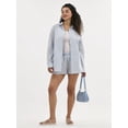 thumbnail image 1 of No Boundaries Oversized Button-Up Shirt and Boxer Shorts Set, 2-Piece, Women's, 1 of 5