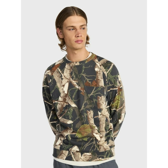 No Boundaries Oversized Crewneck Sweatshirt with Long Sleeves, Men's & Big Men's