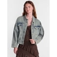 thumbnail image 1 of No Boundaries Oversized Denim Cotton Jacket, Women’s XXS-4X, 1 of 6