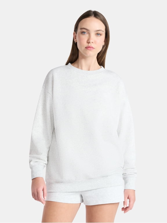 Oversized Fleece Sweatshirt with Long Sleeves, Women's and Women's Plus Sizes XXS-4X
