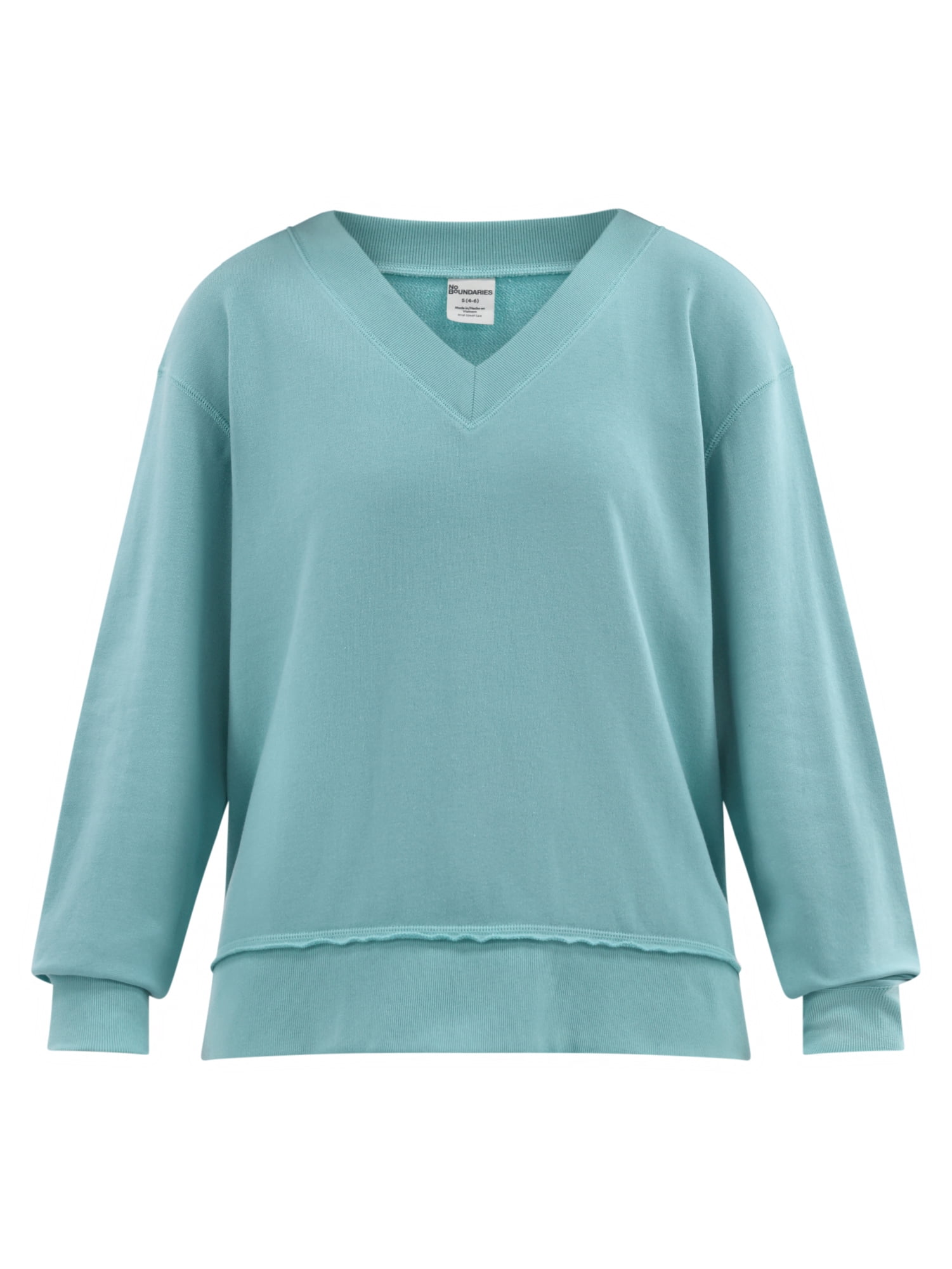 No Boundaries Oversized V-Neck Sweatshirt, Women's - Walmart.com