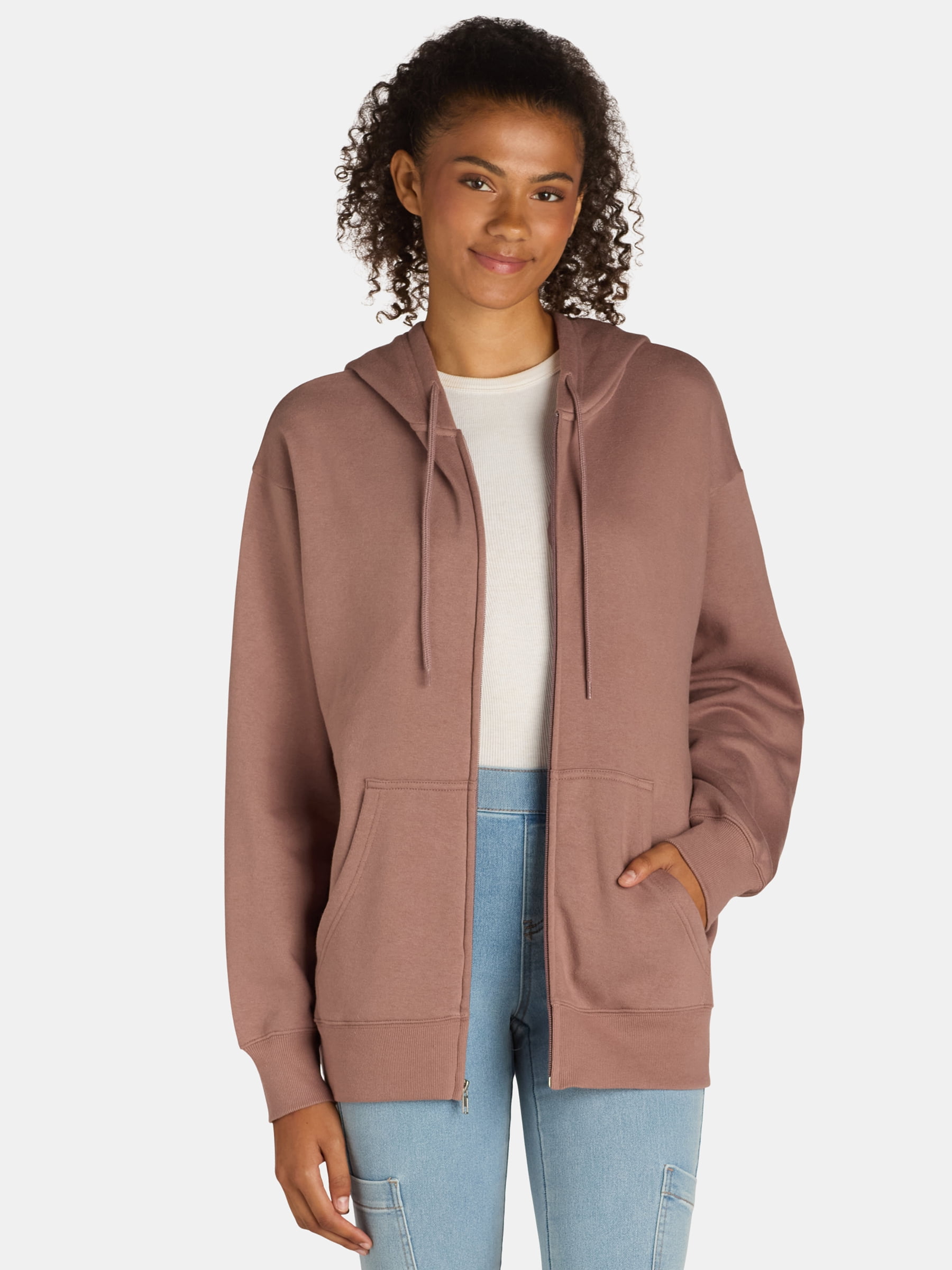 No Boundaries Oversized Zip Hoodie, Women’s