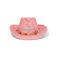 thumbnail image 1 of No Boundaries Paper Rancher Hat with Beads, Women’s, One Size, Coral, 1 of 3