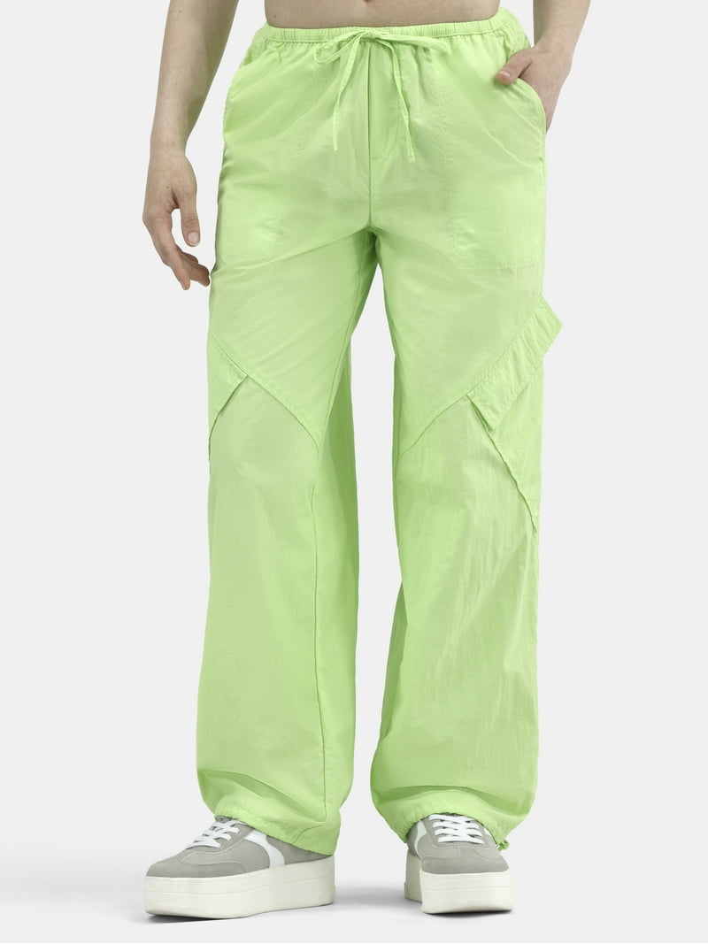 No Boundaries Women's Parachute Pants Lightweight Nylon Cargo