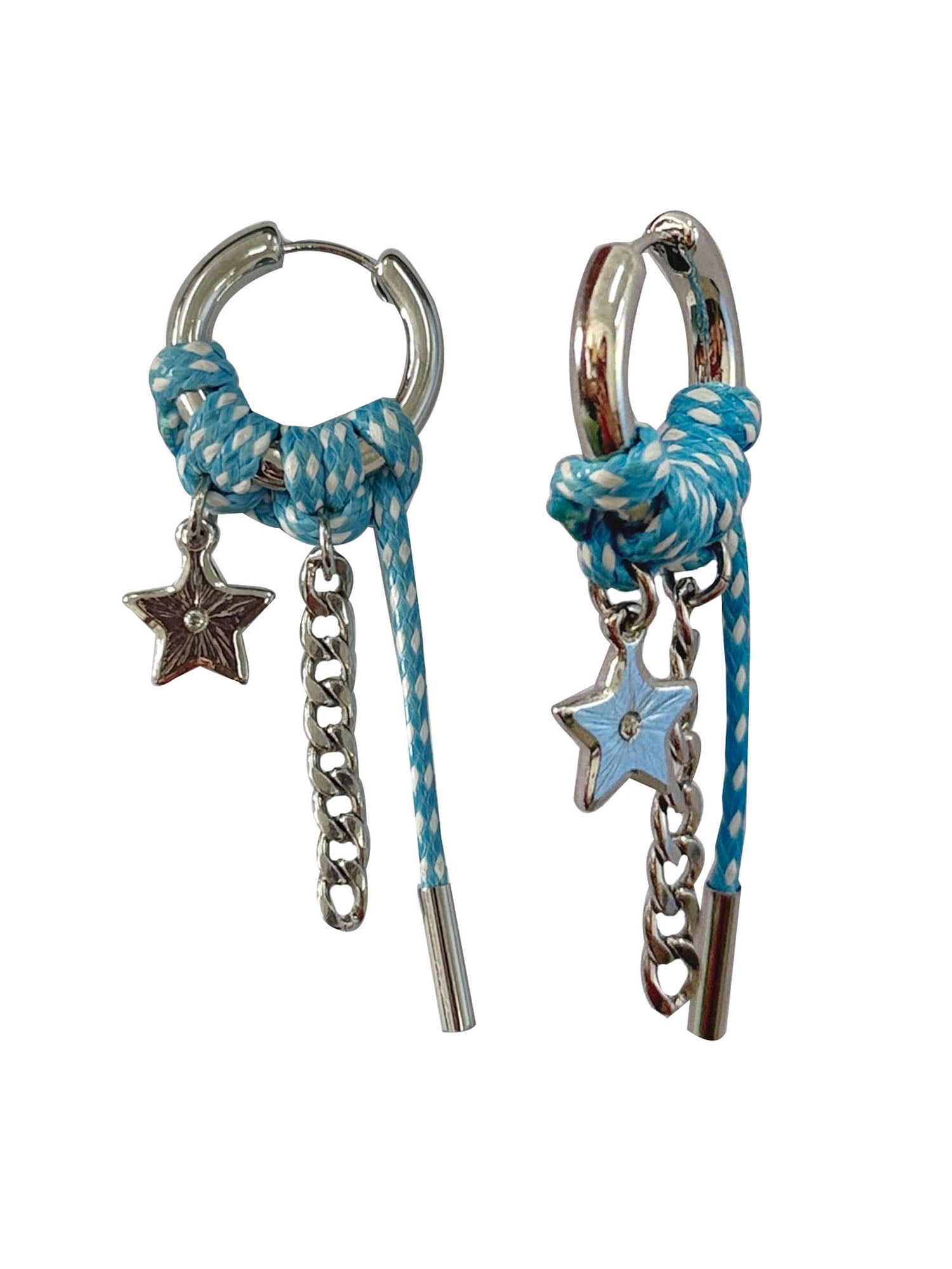 Paracord Blue and Silver Earrings for Female Adults and Teens