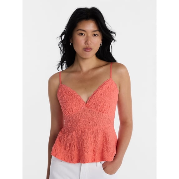 No Boundaries Peplum Lace Cami Top, Women’s XXS-XXL