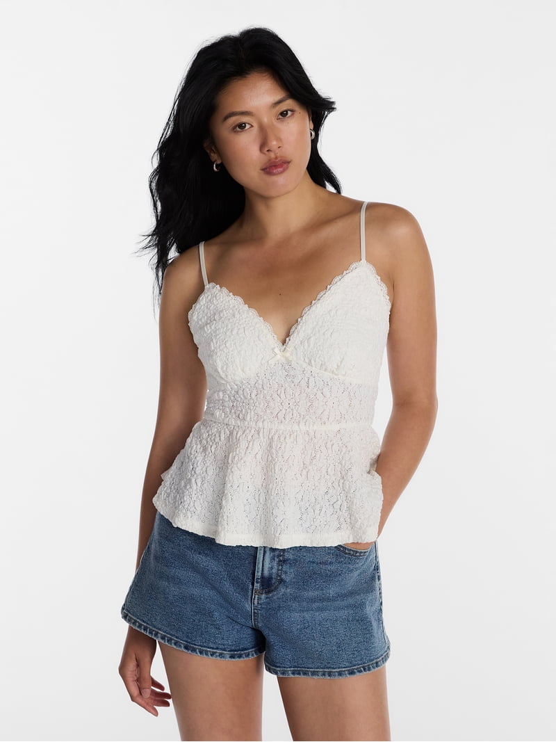 No Boundaries Peplum Lace Cami Top, Women's XXS-XXL - Walmart.com