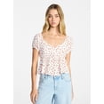thumbnail image 1 of No Boundaries Picot Trim Babydoll Top, Women’s XXS-XXL, 1 of 5
