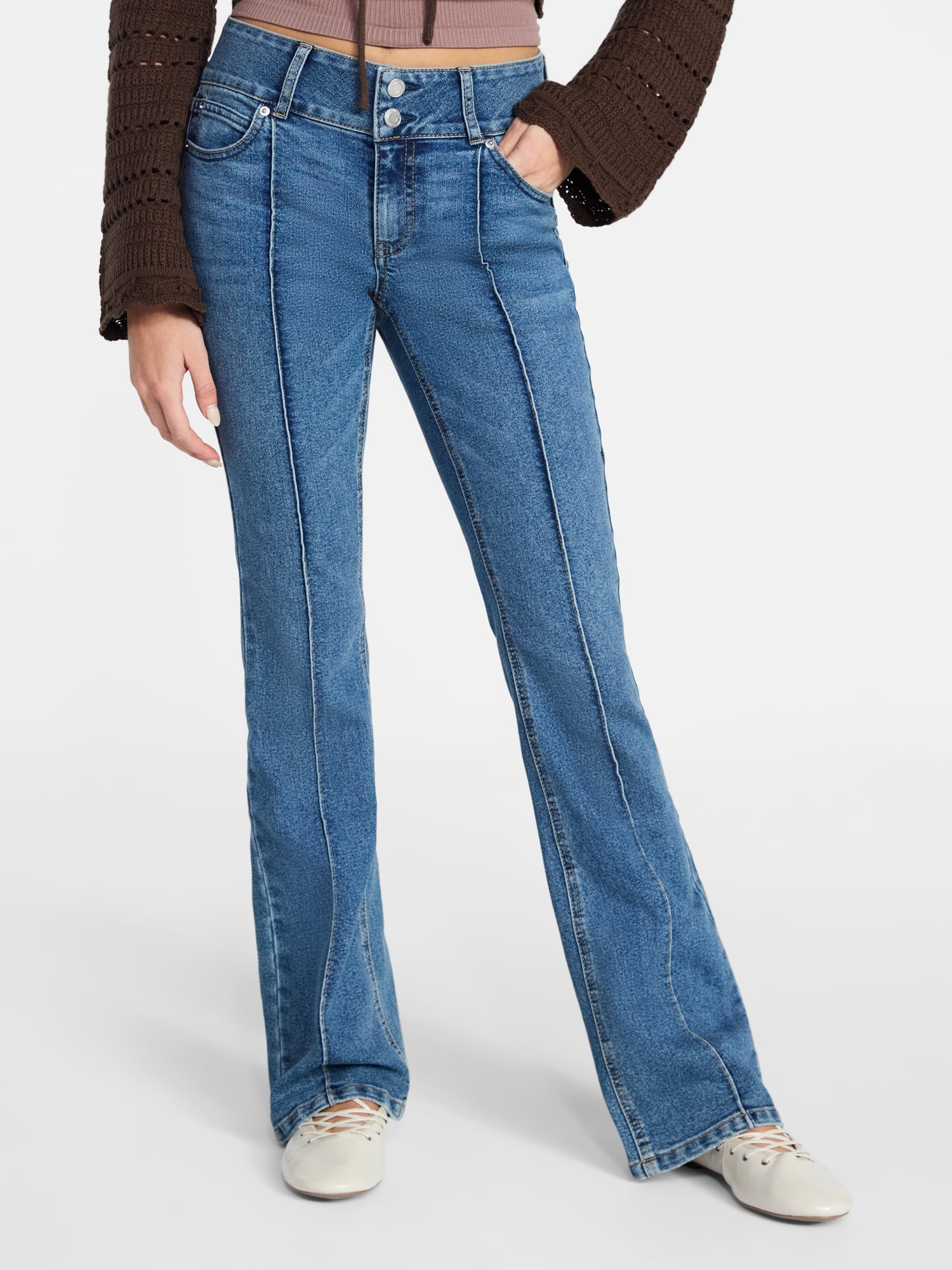 No Boundaries Pintuck Mini Bootcut Jeans, 32.5'' Inseam, Women's