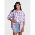 thumbnail image 1 of No Boundaries Plaid Flannel Shirt with Long Sleeves, Women's XXS-XXL, 1 of 5
