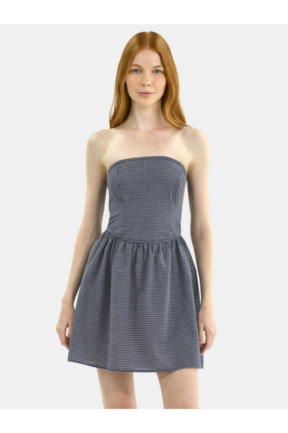 Plaid Seersucker Mini Tube Dress, Women's