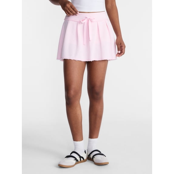 No Boundaries Pleated French Terry Mini Skort, Women's XXS-XXL
