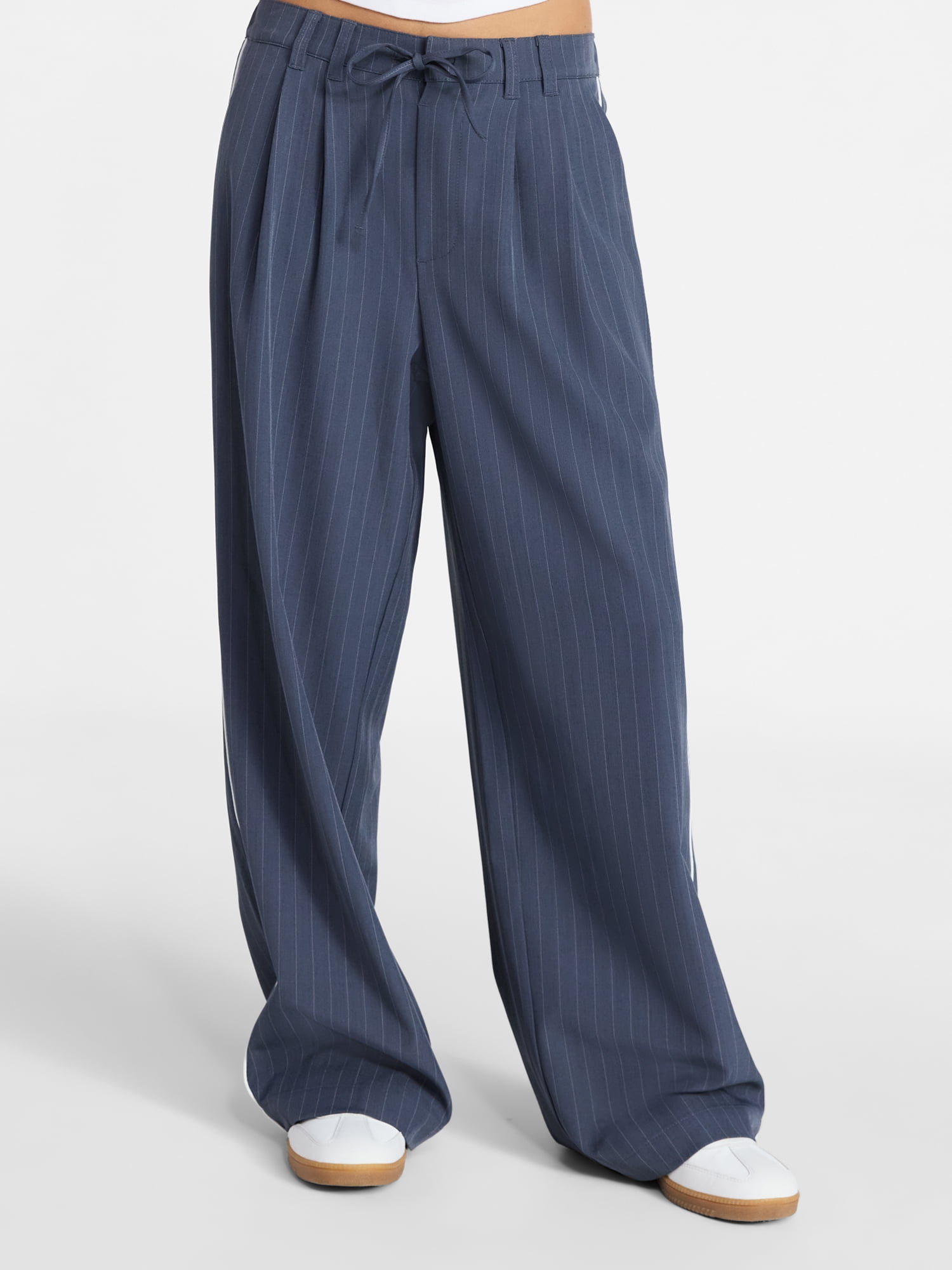 No Boundaries Pleated Trousers with Piping, 30" Inseam, Women's XXS-XXL