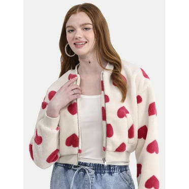 No Boundaries Plush Bomber Jacket, Heavyweight, Women's
