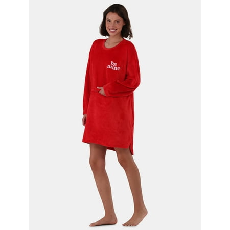 No Boundaries Plush Lounger with Zip Pouch, Women's and Women's Plus, Sizes XS to 3X