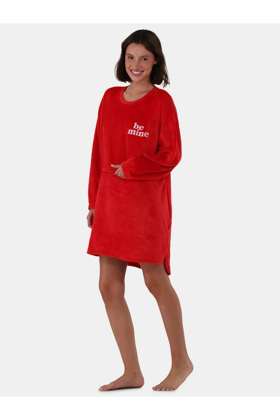 Plush Lounger with Zip Pouch, Women's and Women's Plus, Sizes XS to 3X