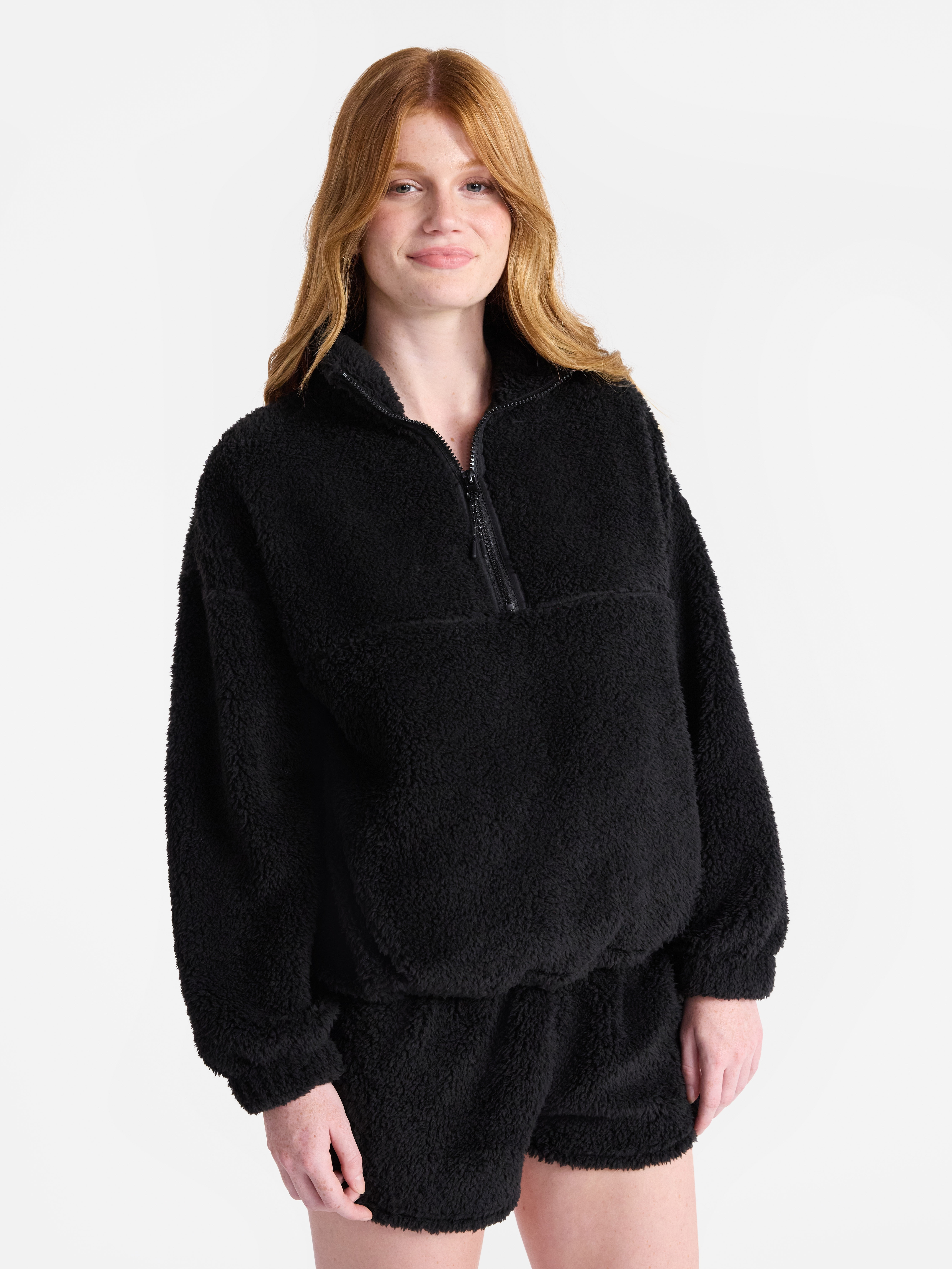 Plush Half-Zip Pullover, Women's and Plus