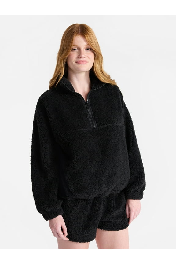 Plush Half-Zip Pullover, Women's and Plus