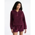 thumbnail image 1 of No Boundaries Plush Half-Zip Pullover, Women's and Plus Sizes XXS-XXL, 1 of 4