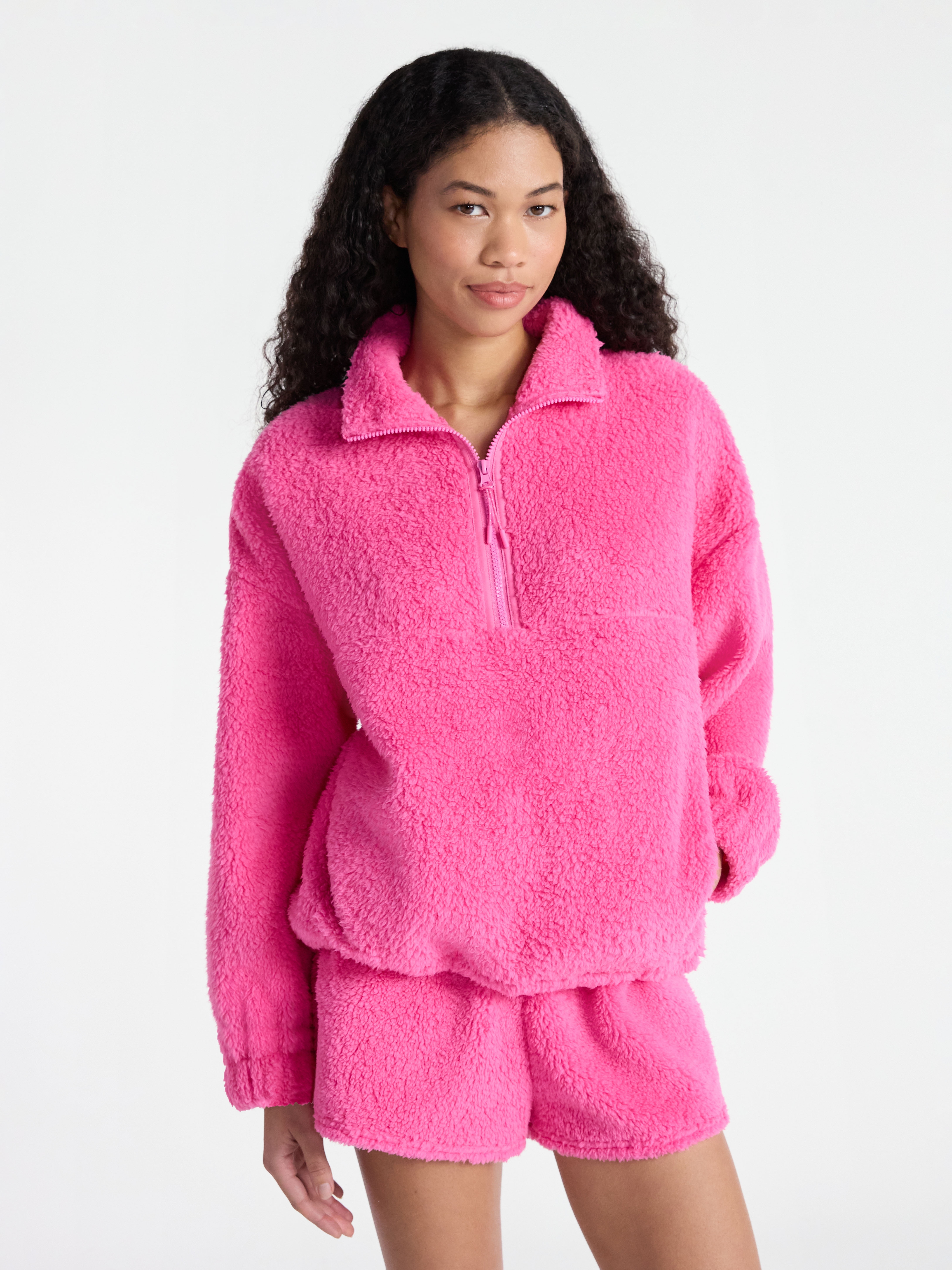 Plush Half-Zip Pullover, Women's and Plus