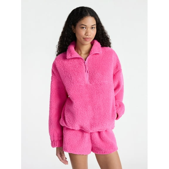 No Boundaries Plush Half-Zip Pullover, Women's and Plus