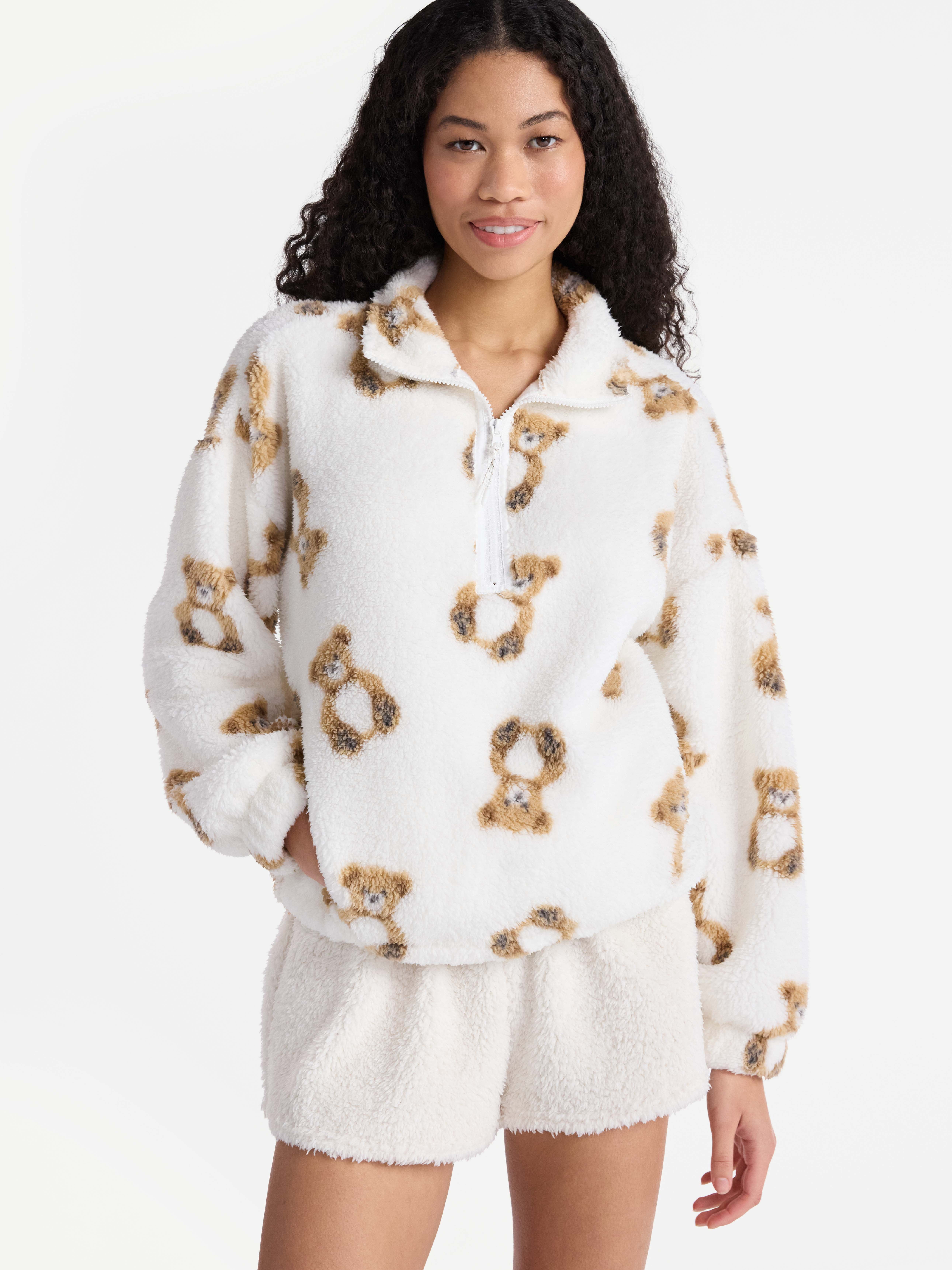 No Boundaries Plush Half-Zip Pullover, Women's and Plus Sizes XXS-XXL
